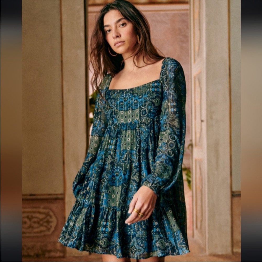 Sézane Joyce Dress in Arizona Blue 42/10us